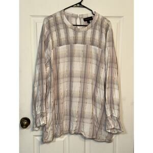 Women’s Lane Bryant Pastel Purple Pink Metallic Thread Ruched Top Blouse Size 26